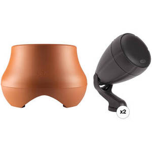 Atrium Sat300 Outdoor Speaker Pair & Outdoor Subwoofer Kit (Chestnut Brown Speakers, Terracotta Subwoofer)