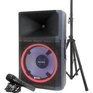 2200W 15" Powered Bluetooth PA Speaker with Lights, Stand & Microphone