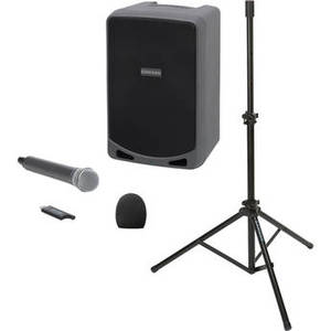 Portable PA System Kit with Microphone, Windscreen, and Speaker Stand