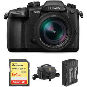 Lumix GH5 Mirrorless Camera with 12-60mm Lens and Accessories Kit