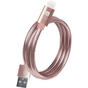 MFi Lightning to USB Type-A Metal Spiral Cable (3.5', Rose Gold)
