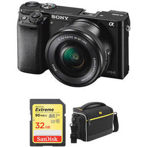 a6000 Mirrorless Camera with 16-50mm Lens and Accessories Kit