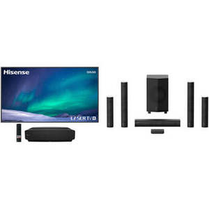 L5G 2700-Lumen XPR 4K DLP Projector with 120" Screen & CineHome Pro 5.1-Channel Wireless Speaker System Kit
