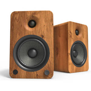 YU6 2-Way Powered Bookshelf Speakers (Walnut, Pair)