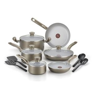 Initiatives Ceramic 14-Piece Cookware Set - Champagne