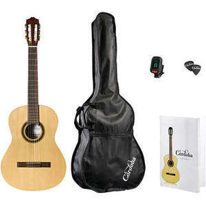CP100 Iberia Series Nylon-String Classical Guitar Pack with Tuner, Picks & Gig Bag