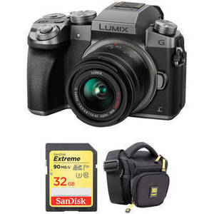 Lumix G7 Mirrorless Camera with 14-42mm Lens and Accessories Kit (Silver)