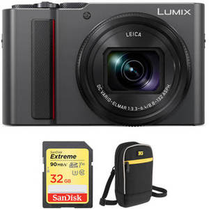 Lumix DC-ZS200 Digital Camera with Accessory Kit (Silver)