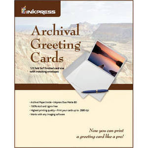 Prescored Archival Greeting Card Paper with Matching Envelopes (11 x 7.26'', 100 Sheets)