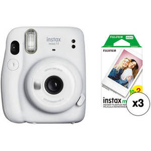 INSTAX MINI 11 Instant Camera with Three Twin Packs of Film Kit (Ice White)