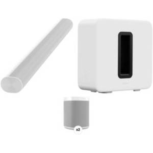 Arc Soundbar with Sub Wireless Subwoofer & One SL Pair Kit (White)