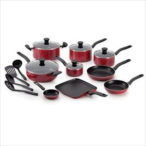 Initiatives Non-Stick 18-Piece Cookware Set - Red