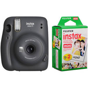 INSTAX MINI 11 Instant Camera Kit with Twin Pack of Film (Charcoal Gray, 20 Exposures)